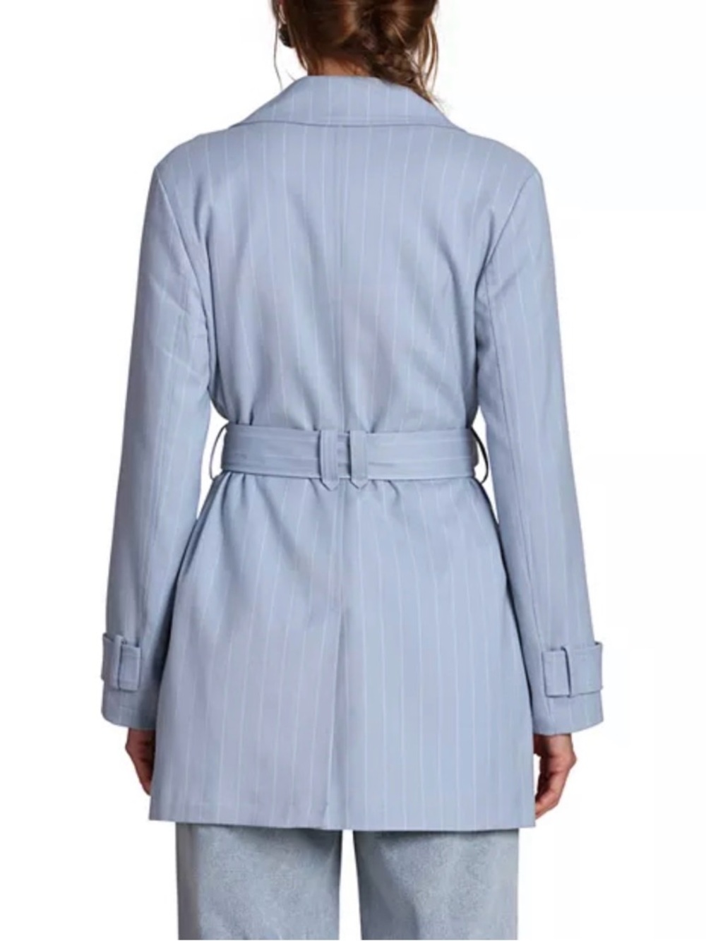 Bagatelle Light Blue Pinstripe Trench Coat-NWT - Picture 11 of 11